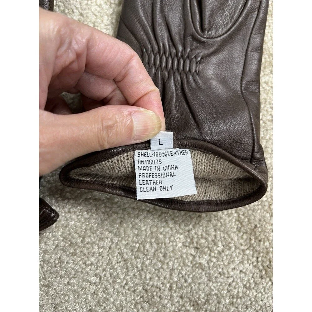 Michael Kors Astor Brown 100% Leather Studded Gloves Women's Sz L EUC